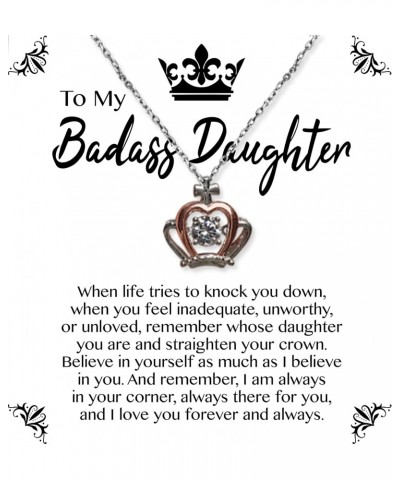 To My Badass Daughter 0.925 Sterling Silver Necklace Gift Daughter Gift From Dad Mom To Daughter Jewelry with Message Card Gi...