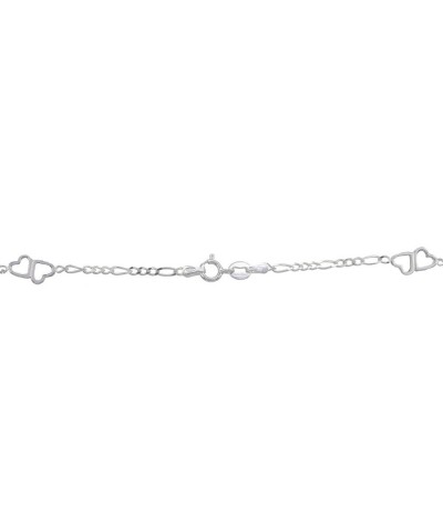 925 Sterling Silver Double Hearts Figaro Link Chain Necklace for Women Teen Girls, 16 18 24 30-Inch, Silver, Yellow, Rose Gol...