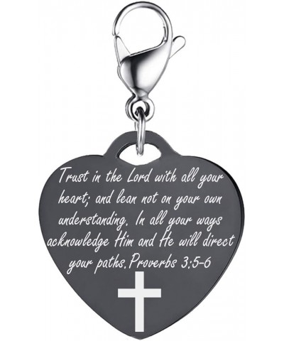 MZZJ Faith Religious Jewelry Christian Bible Verse Scripture Heart Shape ID Charm with Lobster Clasp for DIY Bracelet Neckalc...