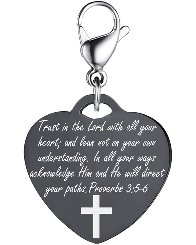 MZZJ Faith Religious Jewelry Christian Bible Verse Scripture Heart Shape ID Charm with Lobster Clasp for DIY Bracelet Neckalc...