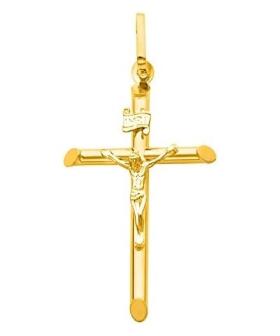 14k Yellow Gold Crucifix Cross Pendant with 1mm Braided Square Wheat Chain Necklace 22 Inches $106.19 Necklaces