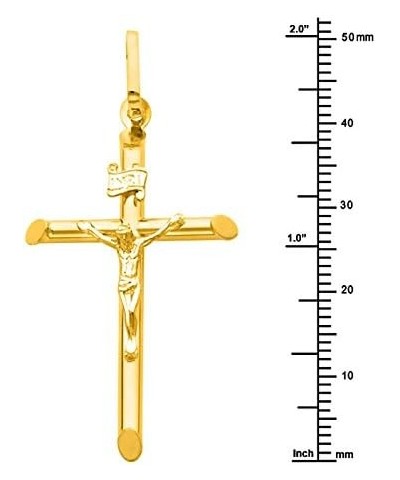 14k Yellow Gold Crucifix Cross Pendant with 1mm Braided Square Wheat Chain Necklace 22 Inches $106.19 Necklaces