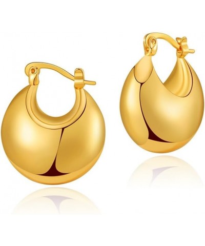 18K Gold Plated Chunky Hoops Earrings | Thick Lightweight Gold Hoop Earrings for Women. gold-G $7.14 Earrings