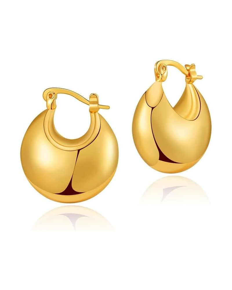 18K Gold Plated Chunky Hoops Earrings | Thick Lightweight Gold Hoop Earrings for Women. gold-G $7.14 Earrings