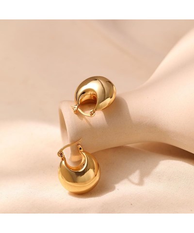 18K Gold Plated Chunky Hoops Earrings | Thick Lightweight Gold Hoop Earrings for Women. gold-G $7.14 Earrings