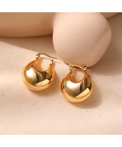 18K Gold Plated Chunky Hoops Earrings | Thick Lightweight Gold Hoop Earrings for Women. gold-G $7.14 Earrings