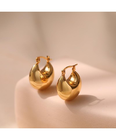 18K Gold Plated Chunky Hoops Earrings | Thick Lightweight Gold Hoop Earrings for Women. gold-G $7.14 Earrings