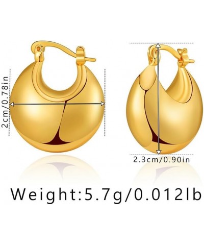 18K Gold Plated Chunky Hoops Earrings | Thick Lightweight Gold Hoop Earrings for Women. gold-G $7.14 Earrings