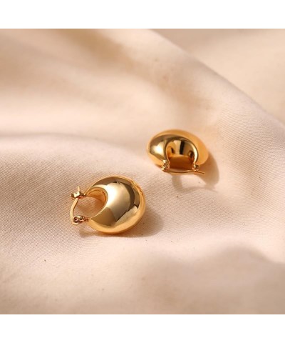 18K Gold Plated Chunky Hoops Earrings | Thick Lightweight Gold Hoop Earrings for Women. gold-G $7.14 Earrings