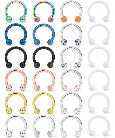 24-55Pcs 16G Surgical Steel Nose Septum Rings Piercing Jewelry Externally Threaded Helix Daith Earring Hoop Lip Horseshoe Bar...