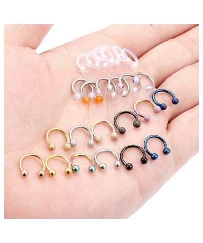 24-55Pcs 16G Surgical Steel Nose Septum Rings Piercing Jewelry Externally Threaded Helix Daith Earring Hoop Lip Horseshoe Bar...