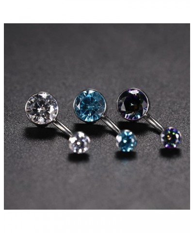 G23 Titanium 14G Belly Button Rings Navel Rings Belly Rings 3/8 inch 10mm Belly Piercing Prong Set Belly Button Navel Piercin...