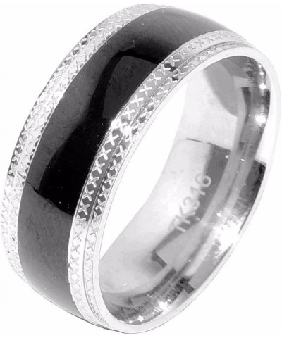 His & Hers 3 PCS Black IP Stainless Steel Princess Cut CZ Engagement Ring Set Mens Matching Band Size Women's 05 Men's 09 $18...