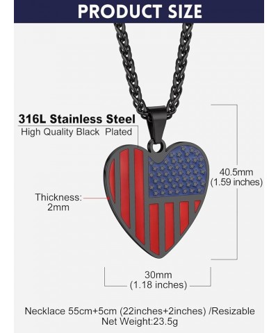 Mens Stainless Steel Pendant Necklaces, American Flag Military Dog Tag with 22" Spiga Chain Independence Day Patriotic Jewelr...