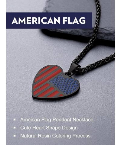 Mens Stainless Steel Pendant Necklaces, American Flag Military Dog Tag with 22" Spiga Chain Independence Day Patriotic Jewelr...