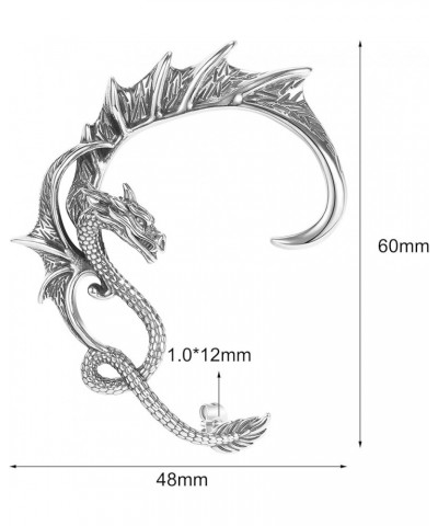 1PCS Gothic Dragon Ear Cuff Stainless Steel Retro Dragon Earrings Punk Snake Dragon Fish Crocodile Cuff Wrap Earrings Cartila...