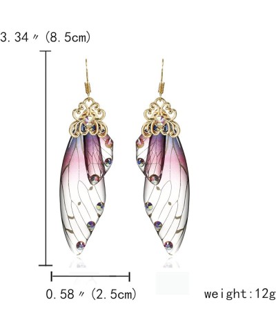 Butterfly Crystal Wing Drop Dangle Earrings Gold Plated Insect Earrings for Women Girls Jewelry Purple $7.97 Earrings