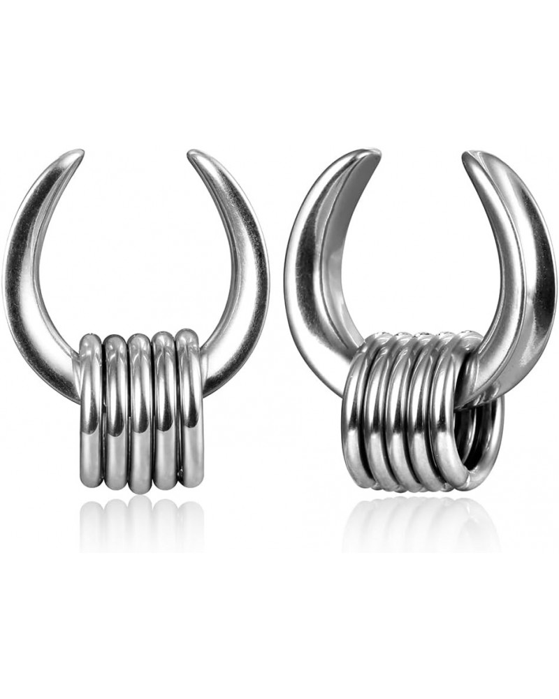 1 Pair saddle Gauges with 10pcs rings Ear Tunnels Plugs 316 Stainless Steel Ear Gauges Weight Saddle Plugs Hypoallergenic exp...