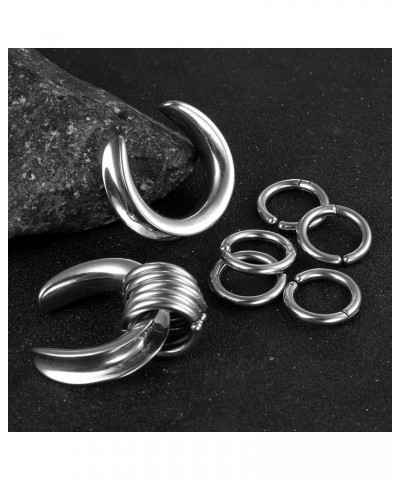 1 Pair saddle Gauges with 10pcs rings Ear Tunnels Plugs 316 Stainless Steel Ear Gauges Weight Saddle Plugs Hypoallergenic exp...