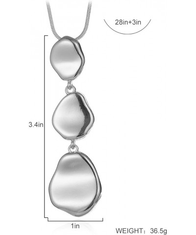 Long Pendant Necklaces For Women Multi-Layer Pendant Y Necklace Set Statement Pendant Chic Jewelry For Girls Silver $10.19 Ne...