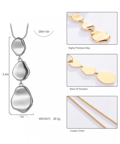 Long Pendant Necklaces For Women Multi-Layer Pendant Y Necklace Set Statement Pendant Chic Jewelry For Girls Silver $10.19 Ne...