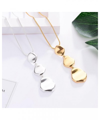 Long Pendant Necklaces For Women Multi-Layer Pendant Y Necklace Set Statement Pendant Chic Jewelry For Girls Silver $10.19 Ne...