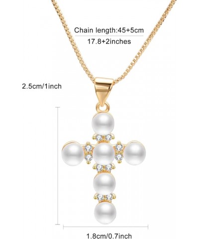 Pearl Pendant Necklace for Women Cross with Rhinestone Gold Plated Necklace Jewelry Gift Pearl-CZ-01 $11.99 Necklaces