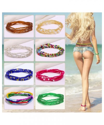 8-24Pcs Waist Beads for Women Weight Loss Colorful Beaded Body Chain Handmade Boho Waist Chains Belly Bead Body Chain Jewelry...