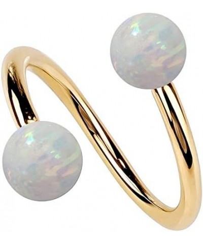 Synthetic Opal 14k Gold Twister Spiral Barbell $76.97 Body Jewelry