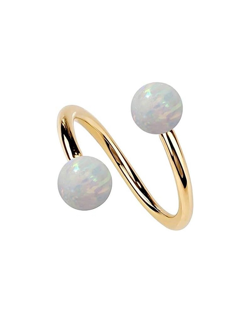 Synthetic Opal 14k Gold Twister Spiral Barbell $76.97 Body Jewelry