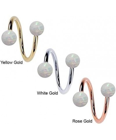 Synthetic Opal 14k Gold Twister Spiral Barbell $76.97 Body Jewelry