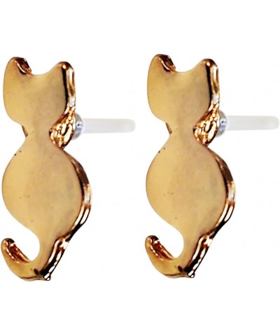 Women's Elegant Gold Cat Resin Plastic Post Earrings Hypoallergenic For Sensitive Ears $11.04 Earrings