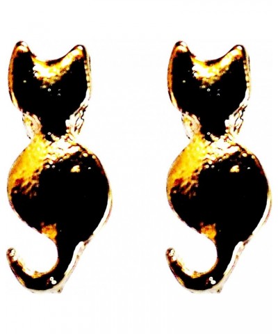 Women's Elegant Gold Cat Resin Plastic Post Earrings Hypoallergenic For Sensitive Ears $11.04 Earrings