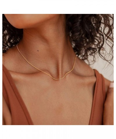 Gold Dainty Choker Necklace for Women, 14k Gold Plated Layered Satellite Bead Choker Thin Trendy Layering Paperclip Necklaces...