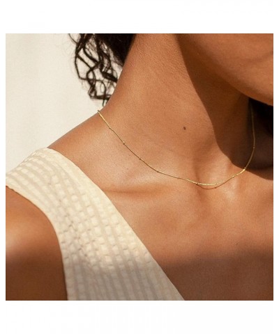 Gold Dainty Choker Necklace for Women, 14k Gold Plated Layered Satellite Bead Choker Thin Trendy Layering Paperclip Necklaces...