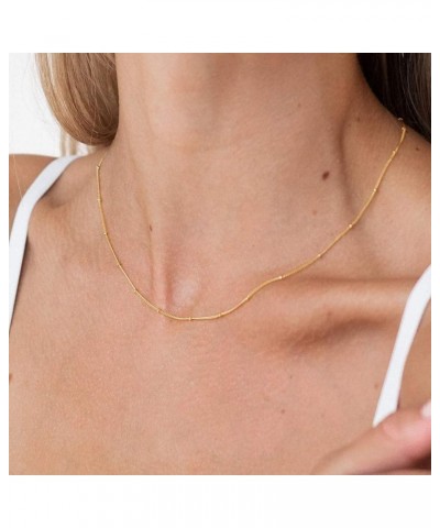 Gold Dainty Choker Necklace for Women, 14k Gold Plated Layered Satellite Bead Choker Thin Trendy Layering Paperclip Necklaces...