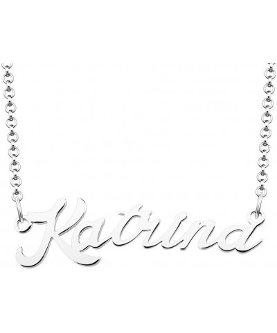 Custom Name Necklace Personalized Name Plate Necklace Pendant Jewelry Christmas Gift for Women Girls Katrina $18.14 Necklaces