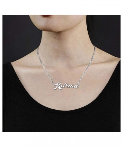 Custom Name Necklace Personalized Name Plate Necklace Pendant Jewelry Christmas Gift for Women Girls Katrina $18.14 Necklaces