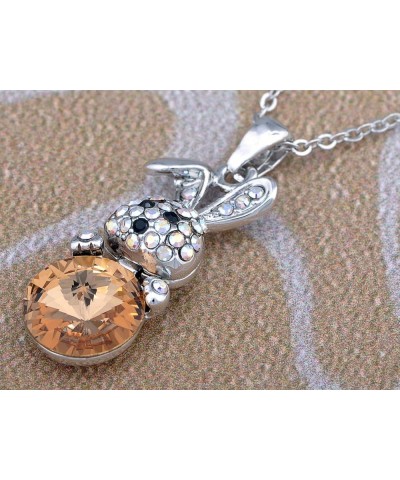 Rabbit Pendant Cute Animal Bunny Rhinestone Necklace for Women Gift Topaz $10.19 Necklaces