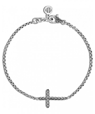 Classic Chain Silver 2mm Mini Rolo Chain Cross Bracelet with Lobster Clasp Small $111.00 Bracelets