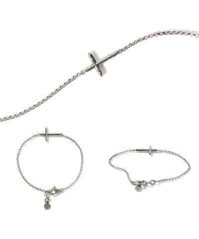 Classic Chain Silver 2mm Mini Rolo Chain Cross Bracelet with Lobster Clasp Small $111.00 Bracelets