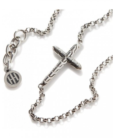 Classic Chain Silver 2mm Mini Rolo Chain Cross Bracelet with Lobster Clasp Small $111.00 Bracelets