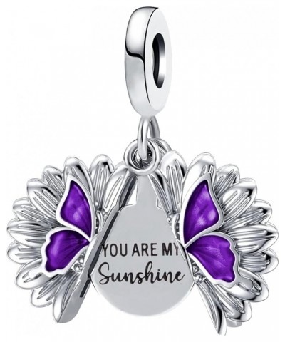 Inspirational Sunflower Butterfly Locket Charm You are My Sunshine Bead for Pandora Bracelet Mom Gift Pink Sunflower $8.15 Br...