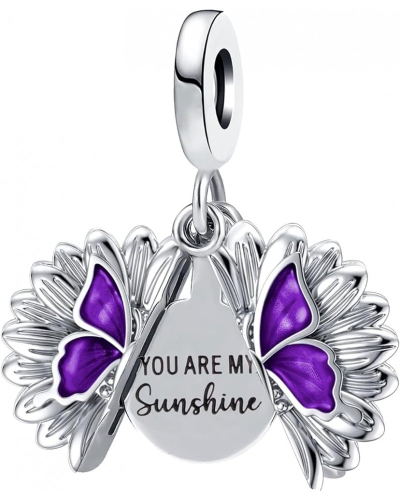 Inspirational Sunflower Butterfly Locket Charm You are My Sunshine Bead for Pandora Bracelet Mom Gift Pink Sunflower $8.15 Br...