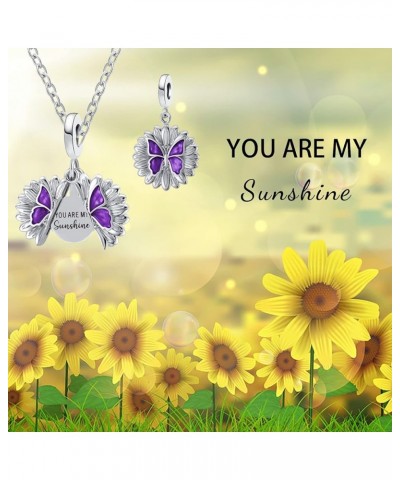 Inspirational Sunflower Butterfly Locket Charm You are My Sunshine Bead for Pandora Bracelet Mom Gift Pink Sunflower $8.15 Br...