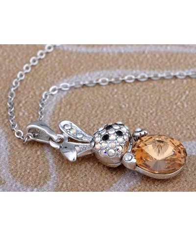 Rabbit Pendant Cute Animal Bunny Rhinestone Necklace for Women Gift Topaz $10.19 Necklaces