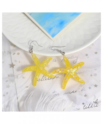 Colorful Starfish Acrylic Dangle Drop Earrings for Women Teens Girls Simple Boho Elegant Chic Resin Ocean Sea Animal Organism...