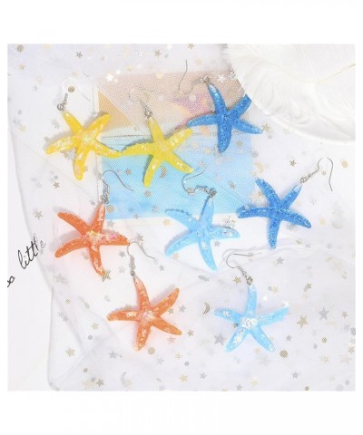 Colorful Starfish Acrylic Dangle Drop Earrings for Women Teens Girls Simple Boho Elegant Chic Resin Ocean Sea Animal Organism...