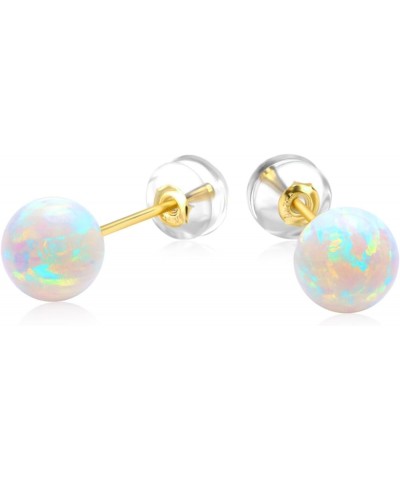 18K Gold Simulated Opal Stud Earrings for Women, Fine 14 Karat Gold Jewelry Gifts for Her Yellow Gold (5 mm) $30.80 Earrings