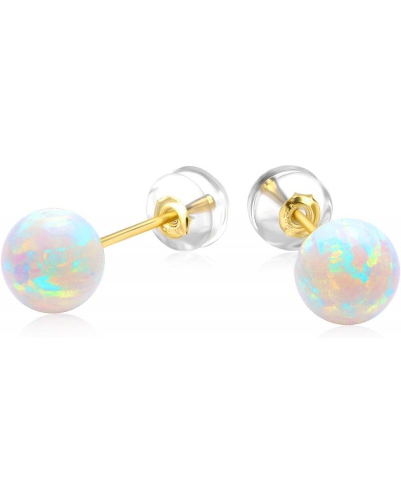 18K Gold Simulated Opal Stud Earrings for Women, Fine 14 Karat Gold Jewelry Gifts for Her Yellow Gold (5 mm) $30.80 Earrings